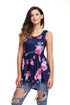 Sexy Navy Blooms Floral Print Sleeveless Babydoll Tank
